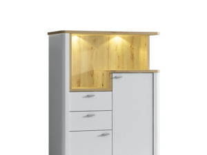 Komoda Wysoka Kairo ART10 – 141 cm, 2 Drzwi + 2 Szuflady z Cichym Domykiem, Artisan + Biały Mat