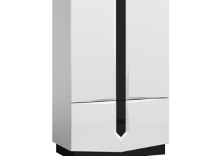 Szafa Mistic ART11 – Nowoczesna, 4 Drzwi, Biały Połysk + Czarne Szkło, Push to Open