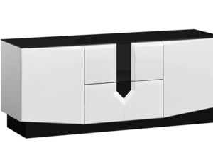 Szafka RTV Mistic ART2 – Nowoczesny Design z Czarnego Szkła | System Push-to-Open | 140 cm
