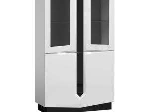 Witryna Mistic ART6 – Nowoczesna Szafka z Przeszkleniem, Biały Połysk + Czarne Szkło, LED Opcjonalnie