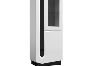 Witryna Mistic ART7 – Nowoczesna Biała z Czarnym Szkłem, 4 Półki + Opcjonalne Oświetlenie LED