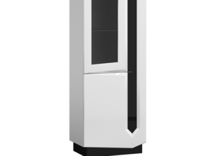 Witryna Mistic ART8 – Nowoczesna Biała z Czarnym Szkłem, 4 Półki + Opcjonalne Oświetlenie LED