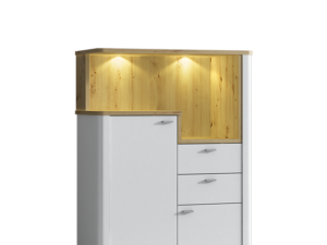 Komoda Wysoka Kairo ART9 – 95 cm, 2 Drzwi + 2 Szuflady z Cichym Domykiem, Artisan + Biały Mat