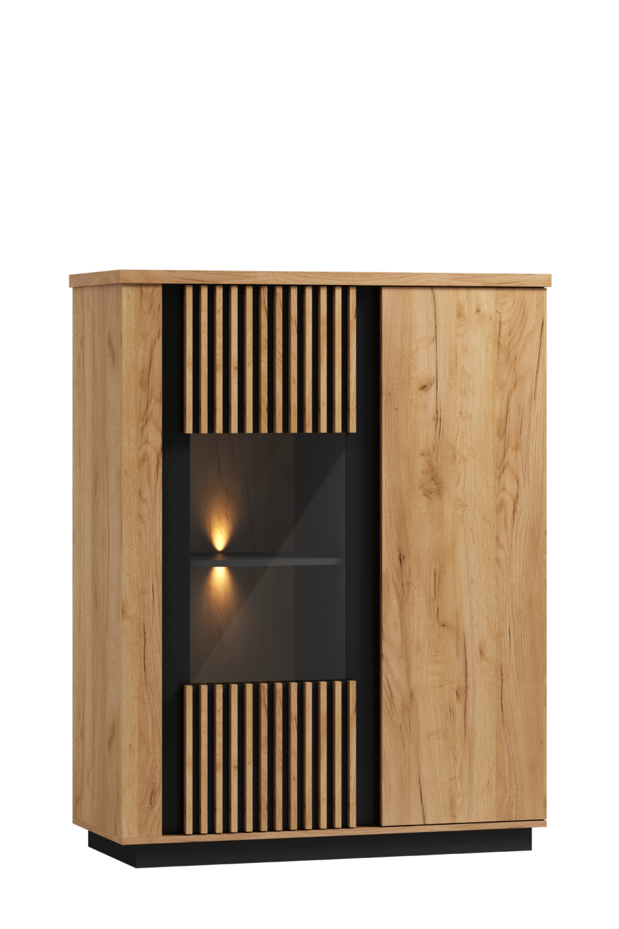 Nowoczesna Witryna Niska Lamello Art.6 – Dąb Craft z Oświetleniem LED i Cichym Domykiem