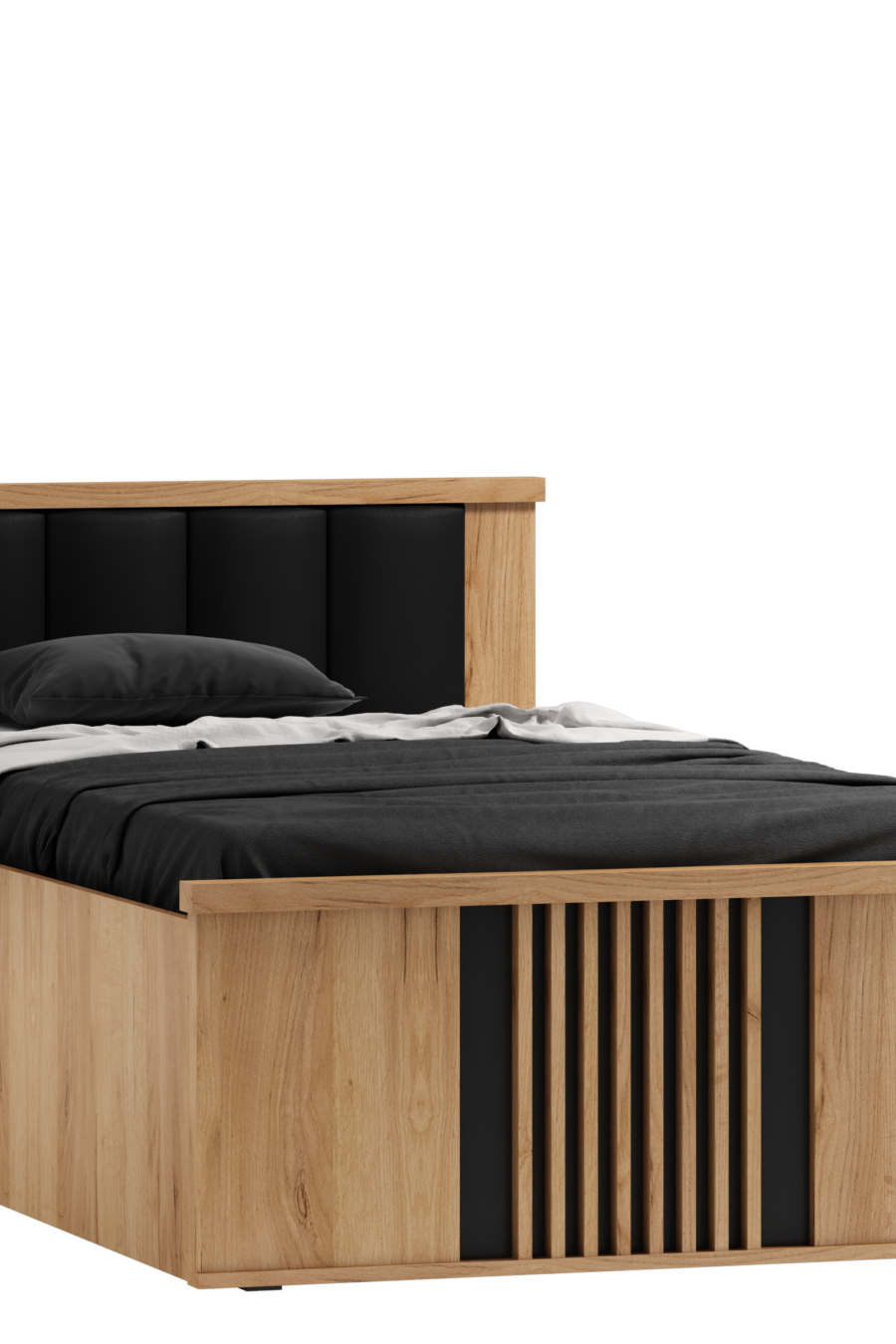 Nowoczesne Łóżko Lamello Art.16 ze Stelażem 90x200 cm | Dąb Craft | Minimalistyczny Styl